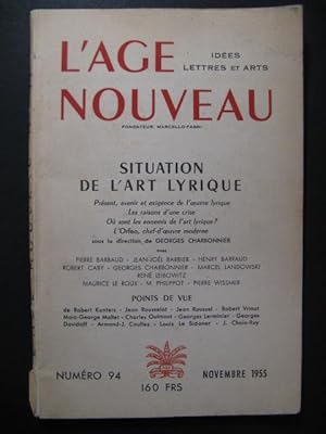 L'Age Nouveau Situation de l'Art lyrique 1955