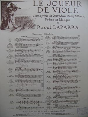 Imagen del vendedor de LAPARRA Raoul Le Joueur de Viole No 1 Piano 1926 a la venta por partitions-anciennes