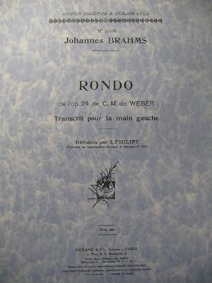 Immagine del venditore per BRAHMS Johannes Rondo Weber Piano 1959 venduto da partitions-anciennes