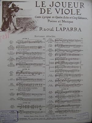 Imagen del vendedor de LAPARRA Raoul Le Joueur de Viole No 15 Piano 1925 a la venta por partitions-anciennes