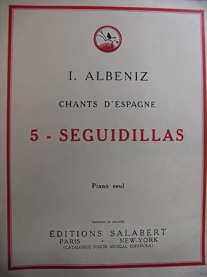 Seller image for ALBENIZ Isaac Seguidillas op 232 No 5 Piano 1929 for sale by partitions-anciennes