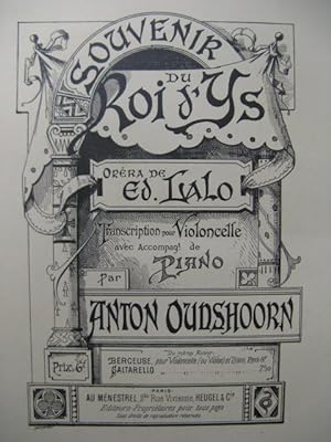 OUDSHOORN Anton Souvenir du Roi d'Ys Violoncelle Piano 1926