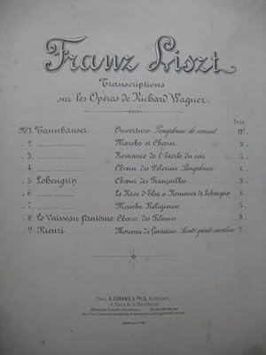 Bild des Verkufers fr LISZT Franz Choeur de Fileuses Vaisseau Fantme Wagner Piano XIXe zum Verkauf von partitions-anciennes