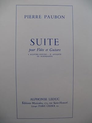 PAUBON Pierre Suite Dédicace Flute Guitare 1979