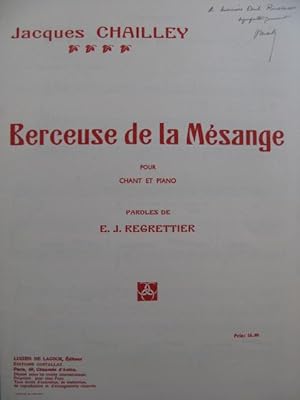 CHAILLEY Jacques Berceuse de la Mésange Dédicace Chant Piano 1946