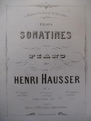 Imagen del vendedor de HAUSSER Henri Sonatine No 3 Piano 1872 a la venta por partitions-anciennes