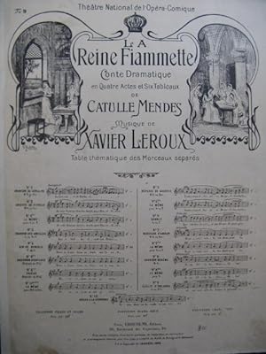 Seller image for LEROUX Xavier La Reine Fiammette Elgie d'Orlanda Chant Piano 1903 for sale by partitions-anciennes