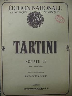 Bild des Verkufers fr TARTINI G. Sonate 18 Violon Piano 1920 zum Verkauf von partitions-anciennes