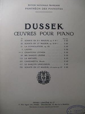 Seller image for DUSSEK J. L. Chantons L'Hymen Piano for sale by partitions-anciennes