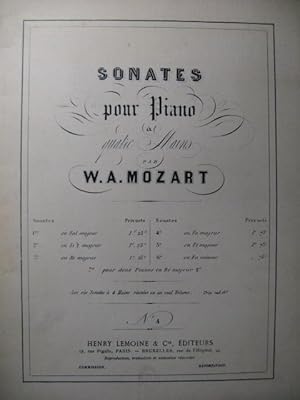 MOZART W. A. Sonate No 4 Piano 4 mains