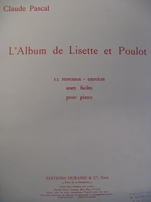 Seller image for PASCAL Claude l'Albume de Lisette et Poulot Piano for sale by partitions-anciennes