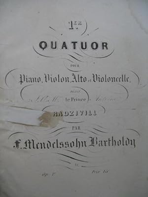 MENDELSSOHN Quatuor No 1 Piano Violon Alto Violoncelle ca1842
