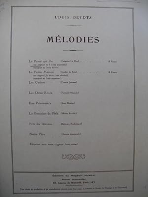 BEYDTS Louis Le Passé qui file Dédicace Chant Piano 1926