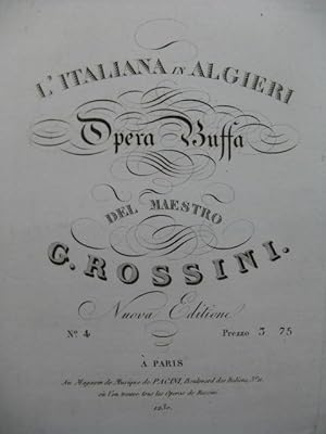 ROSSINI G. L'Italiana in Algieri No 4 Chant Piano ca1820