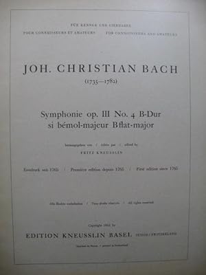 BACH Johann Christoph Symphonie op 3 No 4 Orchestre 1953