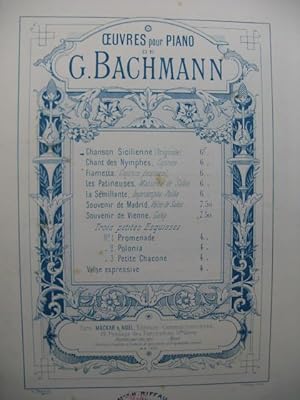 Bild des Verkufers fr BACHMANN Georges Chanson Sicilienne Piano XIXe sicle zum Verkauf von partitions-anciennes