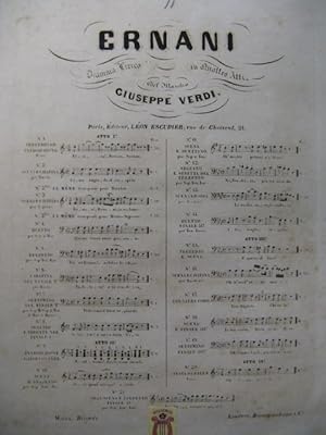 Image du vendeur pour VERDI G. Ernani No 11 Chant Piano XIXe mis en vente par partitions-anciennes