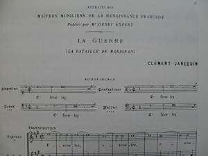 Seller image for JANEQUIN Clment La Guerre La Bataille de Marignan Renaissance Chant 1970 for sale by partitions-anciennes