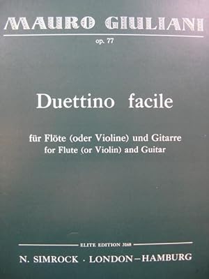 GIULIANI Mauro Duettino Facile Guitare Flute ou Violon 1977