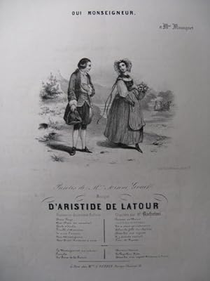 Image du vendeur pour DE LATOUR Aristide Oui Monseigneur Chant Piano ca1840 mis en vente par partitions-anciennes