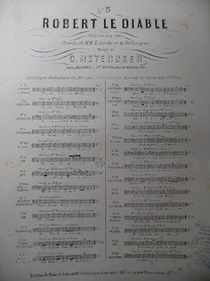 Seller image for MEYERBEER G. Robert le Diable No 5 Air Chant Piano ca1860 for sale by partitions-anciennes