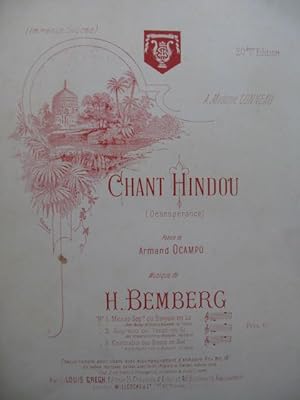 Imagen del vendedor de BEMBERG H. Chant Hindou Chant Piano Violoncelle ou Violon a la venta por partitions-anciennes