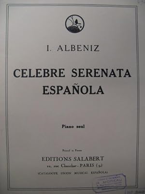 Bild des Verkufers fr ALBENIZ I. Clbre Serenata Espanola Piano 1929 zum Verkauf von partitions-anciennes