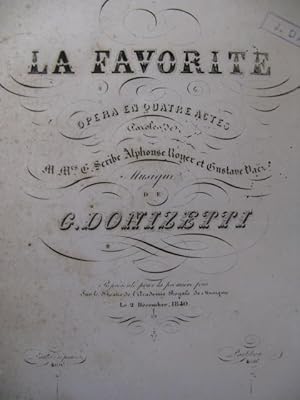 DONIZETTI Gaetano La Favorite Opera Ouverture Orchestre ca1845