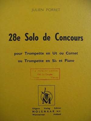 Imagen del vendedor de PORRET Julien 28e Solo de Concours Piano Trompette ou Cornet 1964 a la venta por partitions-anciennes