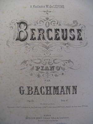 Bild des Verkufers fr BACHMANN Georges Berceuse Piano 1877 zum Verkauf von partitions-anciennes