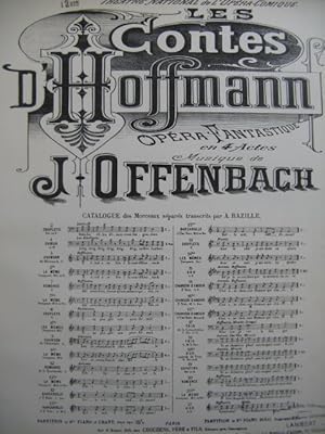 Imagen del vendedor de OFFENBACH Jacques Les Contes d'Hoffmann No. 12 bis Chant Piano ca1880 a la venta por partitions-anciennes