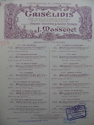 MASSENET Jules Grisélidis No 15 Duo du Retour Chant Piano 1901