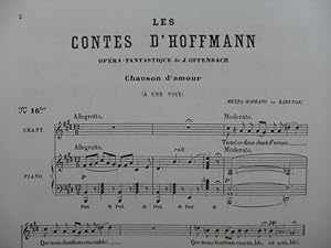 Imagen del vendedor de OFFENBACH Jacques Les Contes d'Hoffmann No 16 ter Chant Piano ca1880 a la venta por partitions-anciennes