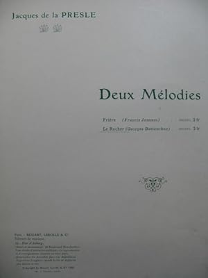 DE LA PRESLE Jacques Le Rucher Dédicace Chant Piano 1922