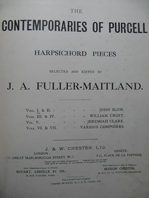 The Contemporaries of Purcell Harpsichord Pieces 7 Volumes Clavecin 1921