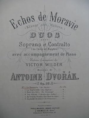 DVORAK Anton Echos de Moravie La Poursuite Chant Piano ca1880