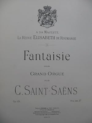 SAINT-SAËNS Camille Fantaisie op 101 Orgue 1896