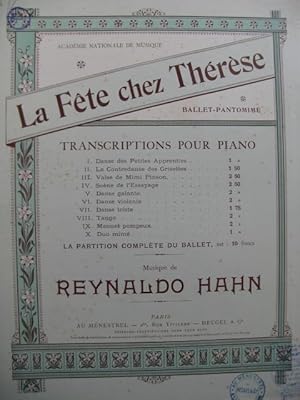 Image du vendeur pour HAHN Reynaldo Danse Triste Piano mis en vente par partitions-anciennes