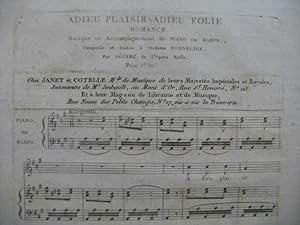 BEGREZ Pierre-Ignace Adieu Plaisir Adieu Folie Chant Piano ou Harpe ca1815