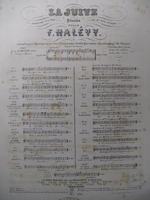 Image du vendeur pour HALVY F. La Juive No 5 Prire des Juifs Chant Piano ca1857 mis en vente par partitions-anciennes