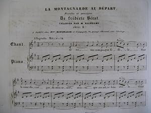 Seller image for BRAT Frdric La Montagnarde Chant Piano ca1830 for sale by partitions-anciennes