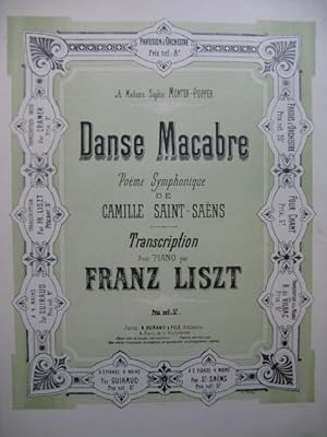 Imagen del vendedor de LISZT Franz Danse Macabre de Saint-Sans Piano XIXe a la venta por partitions-anciennes