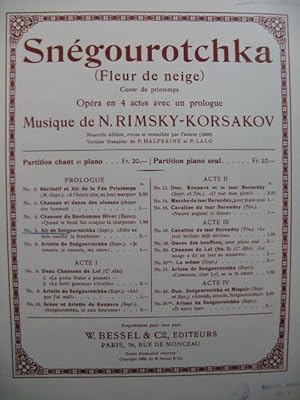 Imagen del vendedor de RIMSKY-KORSAKOV N. Air de Sngourotchka Chant Piano 1908 a la venta por partitions-anciennes