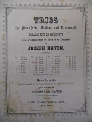 HAYDN Joseph Trio No 11 Es dur Piano Violon Violoncelle ca1850