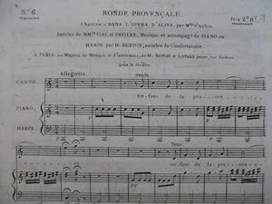 BERTON H. Ronde Provençale Opera Aline Chant Harpe ou Piano ca1810