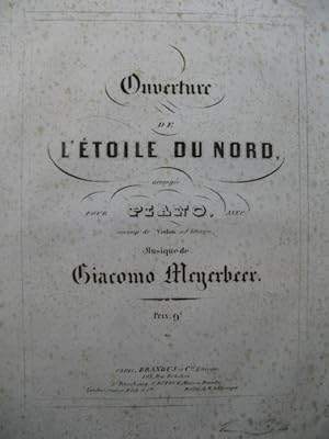 Imagen del vendedor de MEYERBEER G. L'toile du Nord Ouverture Piano ca1850 a la venta por partitions-anciennes