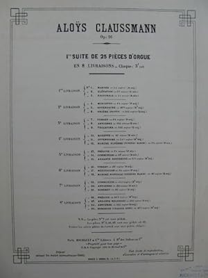 Immagine del venditore per CLAUSSMANN Alos Suite No 1.1 3 Pices pour Orgue 1895 venduto da partitions-anciennes