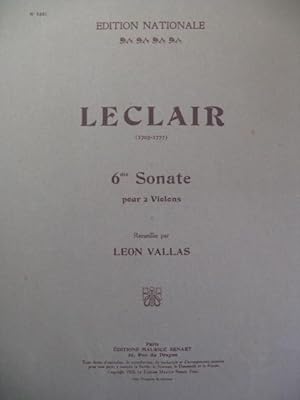 LECLAIR Jean-Marie Sonate n° 6 pour 2 Violons 1922
