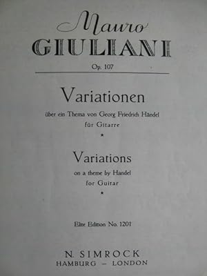 Bild des Verkufers fr GIULIANI Mauro Variationen Hndel op 107 Guitare zum Verkauf von partitions-anciennes