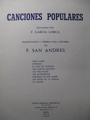 LORCA Garcia Canciones Populares 9 pièces Guitare 1977